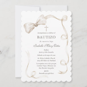 Convite Elegante Para Batizado De Menina Em Tons Bege