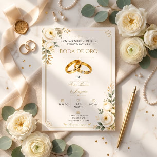 Convite Elegante para Bodas de Ouro 50 Anos de Cas