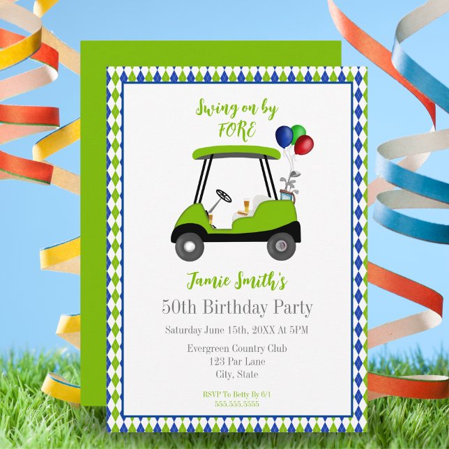 Convite Elegante para Carrinho de Golfe de Anivers (Criador carregado)