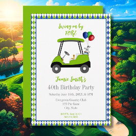 Convite Elegante para Carro de Golfe de Aniversári