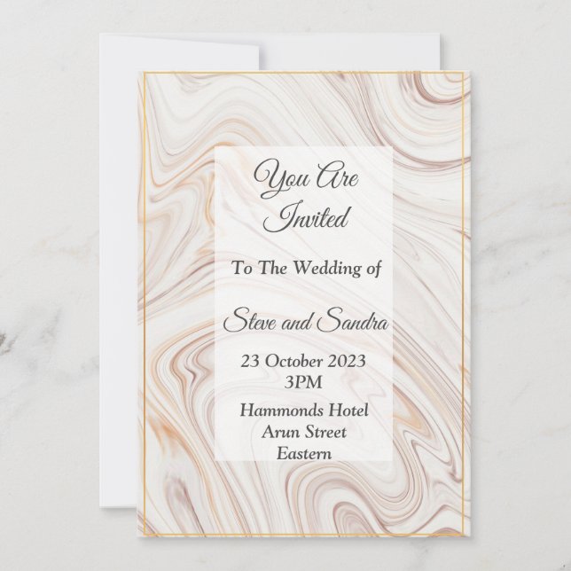 Convite Elegante para Casamento, cor-de-rosa marmo (Frente)