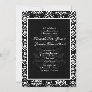 Convite Elegante para Casamento de Damasco Branco