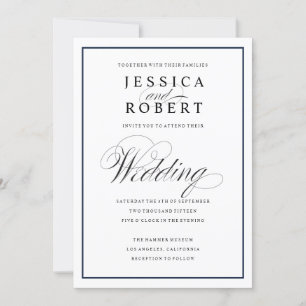 Convite Elegante para Casamento de Script e Fronte