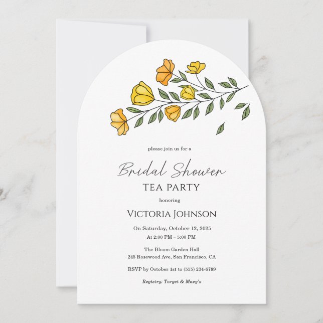 Convite Elegante para Chá de Bebê com Flores Amare (Frente)