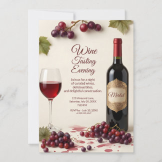 Convite Elegante para Degustação de Vinhos com Cód
