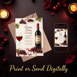 Convite Elegante para Degustação de Vinhos com Cód