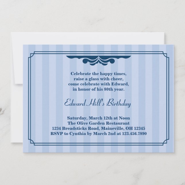 Convite Elegante para Festa de aniversário 80 (Frente)