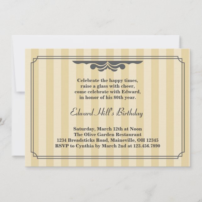 Convite Elegante para Festa de aniversário 80 (Frente)