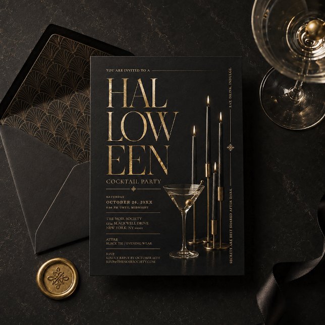 Convite Elegante para Festa de Cocktail de Hallowe (Criador carregado)