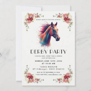 Convite Elegante para Festa de Corrida de Cavalos