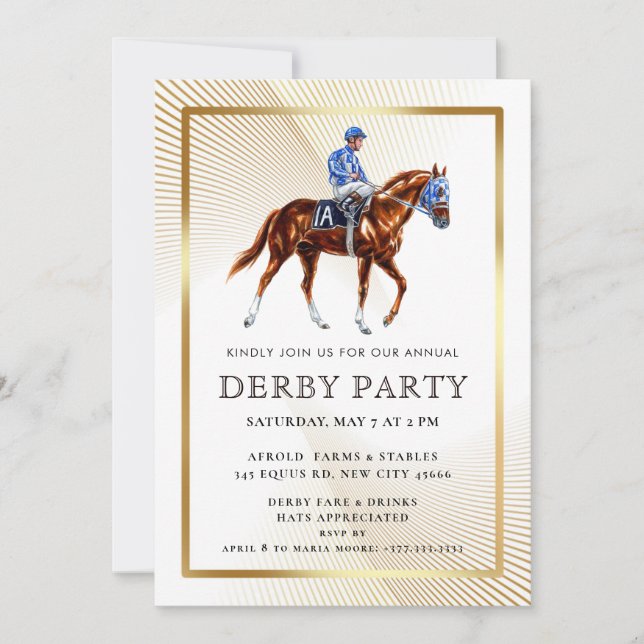 Convite Elegante para Festa do Kentucky Derby com  (Frente)