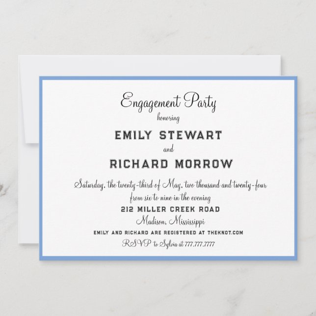 Convite Elegante para festas de noivado ou Chás (Frente)