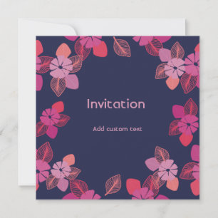 convite elegante para flores, azul e personalizáv
