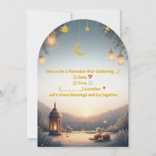 Convite Elegante para Iftar de Ramadan 🌙 Dourado