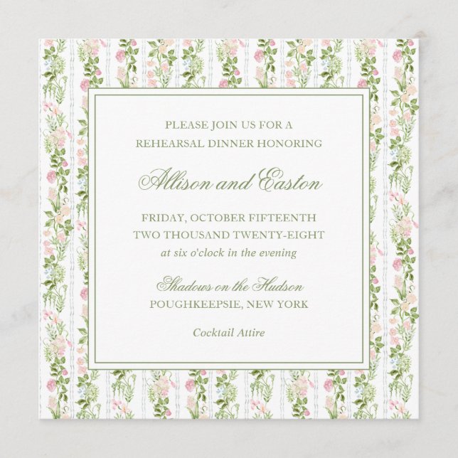 Convite Elegante para Jantar de Ensaios com Florai (Frente)