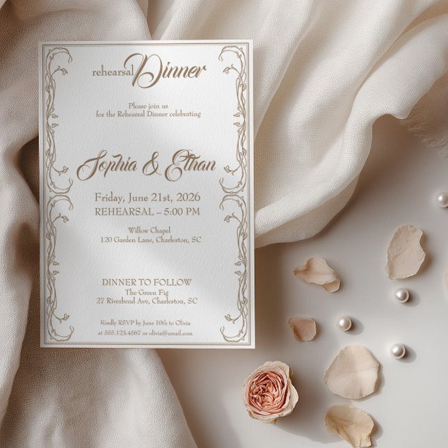 Convite Elegante para Jantar de Ensaios – Sand Ros (Criador carregado)