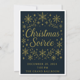 Convite Elegante para Noite de Natal em Dourado