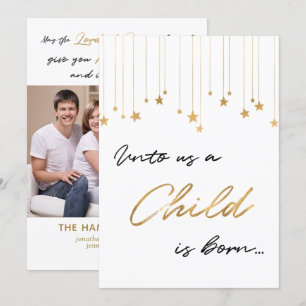 Convite Elegante Para Nós Uma Criança é uma Foto Dourada N