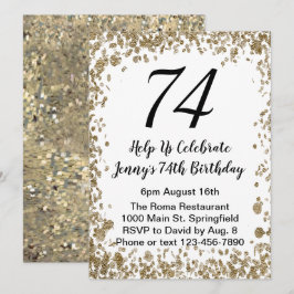 Convite Elegante para o 74.º Aniversário em preto 