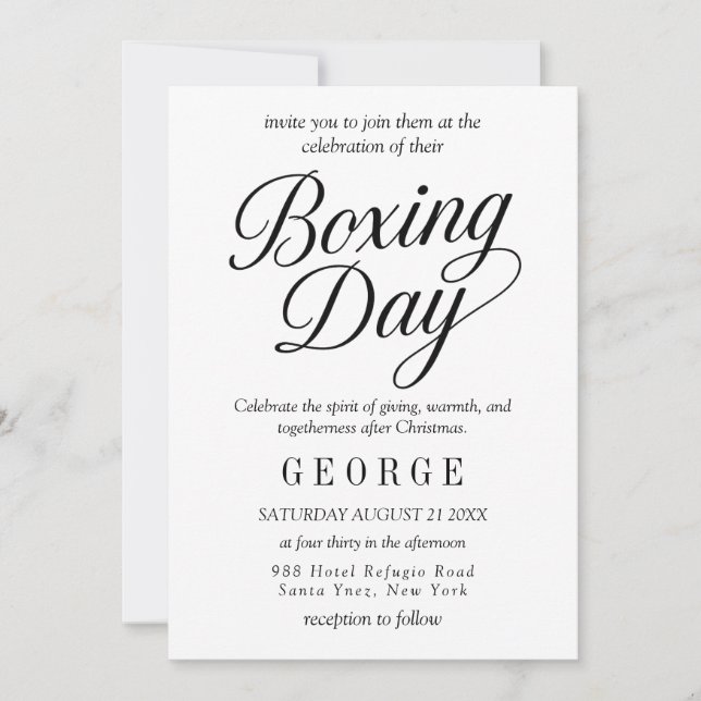 Convite Elegante para o Boxing Day (Frente)