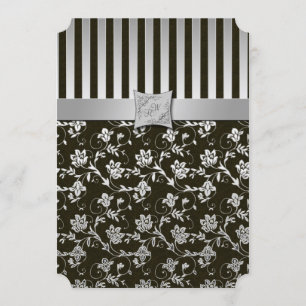 Convite Elegante para Prata e Preto