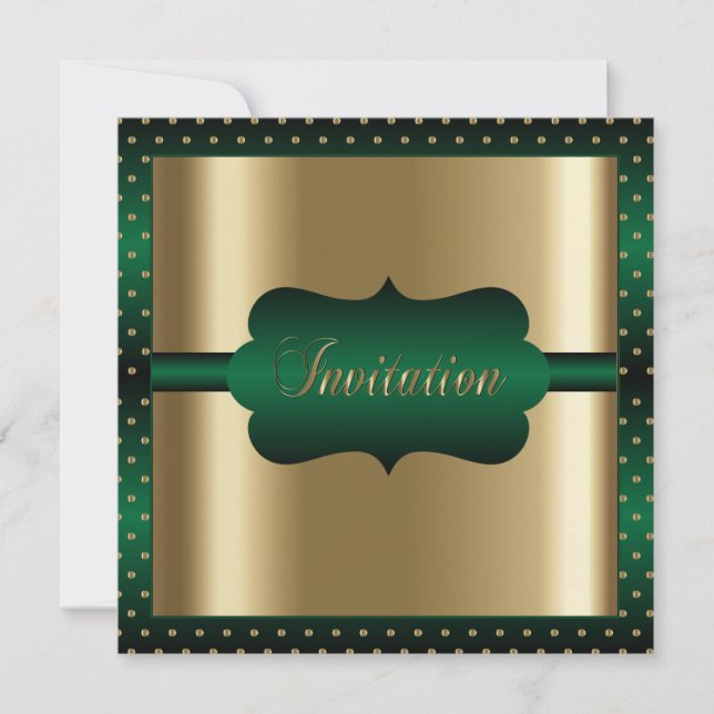 Convite Elegante para Qualquer Ocasião | Verde e Dourado (Frente)
