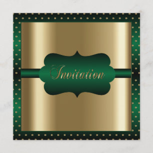 Convite Elegante para Qualquer Ocasião   Verde e Dourado