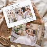 Convite Elegante para Salvar a Data com 4 Fotos<br><div class="desc">Moderno e Elegante Paisagem Horizontal Três (4) Foto Salvar a Data Casamento com tipografia de letra manuscrita. O ímã de convite para salvar a data inclui tipografia de letra manuscrita e design chic e simples que você pode adicionar sua fotografia personalizada de noivado.</div>