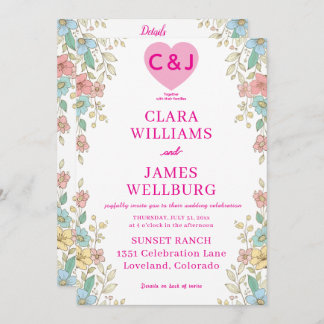 Convite Elegante Pastel Floral Invitation Modelo