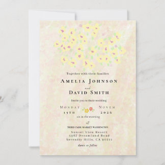 Convite Elegante Pastel Suave Floral Casamento em Aquarela