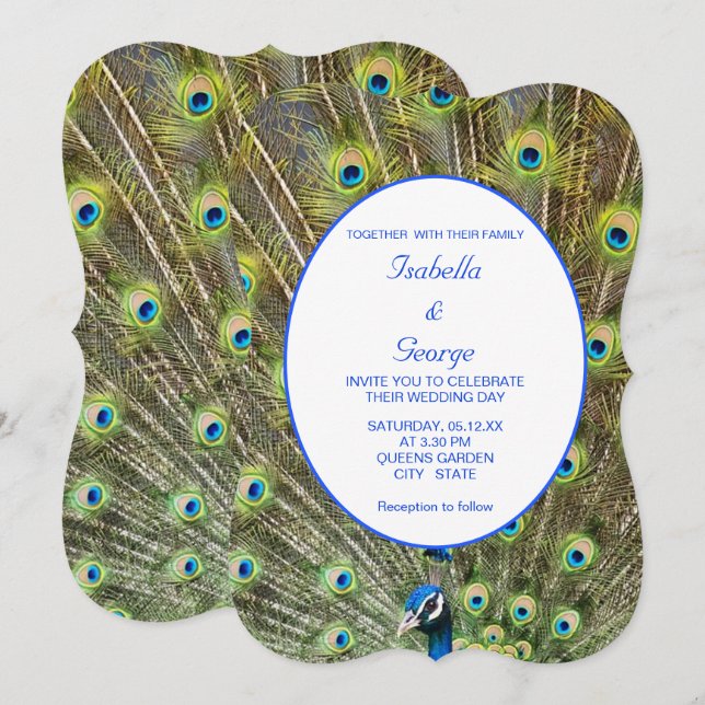Convite Elegante Peacock Wedding (Frente/Verso)
