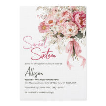 Elegante Peônia Floral Rosa Bege Sweet Sixteen