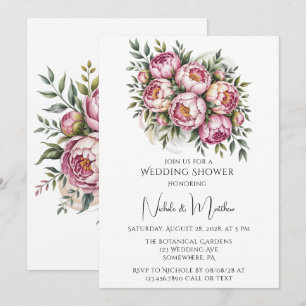 Convite Elegante Peony Floral Chá de casamento