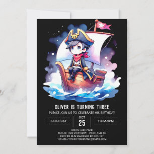 Convite Elegante Pequeno Aniversário Pirata