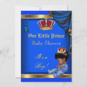 Convite Elegante Pequeno Príncipe Baby Shower Menino Azul