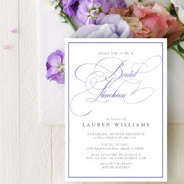 Convite Elegante Periwinkle Calliografia Bridal Luncheon