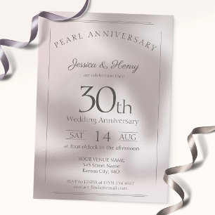 Convite Elegante Pérola 30º aniversário de casamento