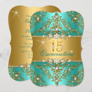 Convite Elegante Pérola Damasko Jade Quinze Anos