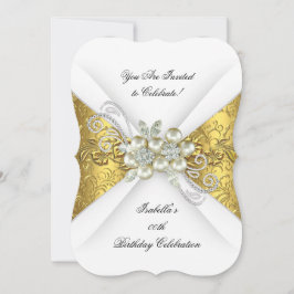 Convite Elegante Pérola em Ouro Amarelo com Diamantes Bran
