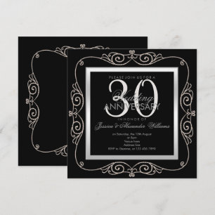 Convite Elegante Pérola Emoldurada 30º Aniversário de Casa