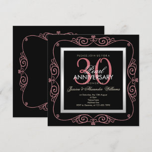 Convite Elegante Pérola Enquadrada 30º Aniversário de Casa
