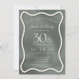Convite Elegante Pérola Verde Foto de Aniversário de 30 An
