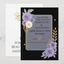 Convite Elegante Personalizado Lavanda e Cinza Esc