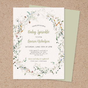 Convite Elegante Petite Wildflower baby sprinkle