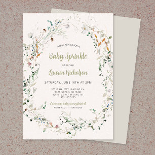 Convite Elegante Petite Wildflower baby sprinkle