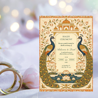 Convite Elegante Pichwai para Cerimônia de Haldi I