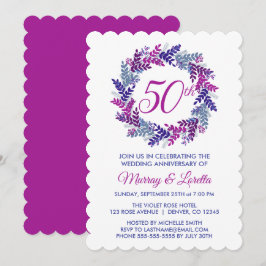 Convite Elegante Pink Wreath 50º Aniversário de Casamento