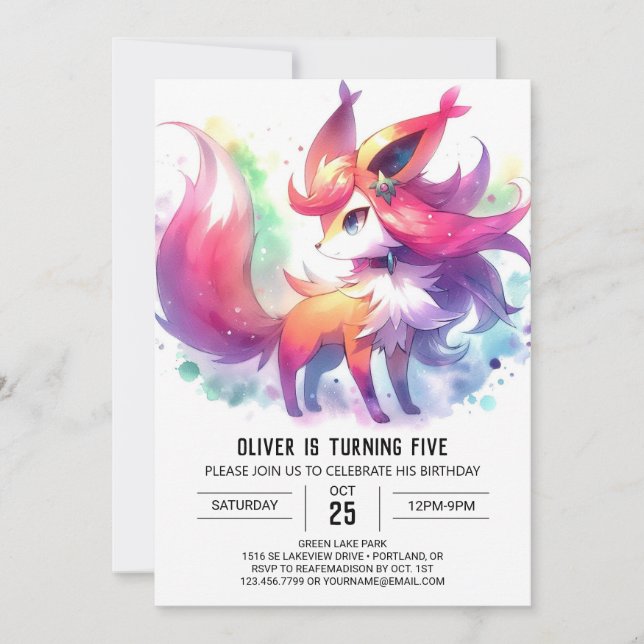 Convite Elegante Playful Fox Birthday (Frente)