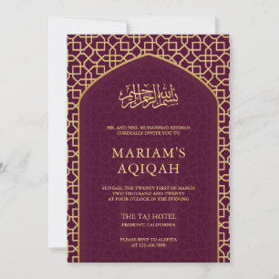 Convite Elegante Plum Dourado Mihrab Aqiqah