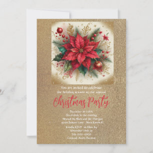 Convite Elegante Poinsettia e Brilho Dourado 